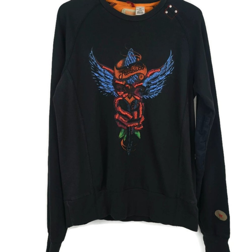 Parasuco Sweater Black Mens Printed Long Sleeve